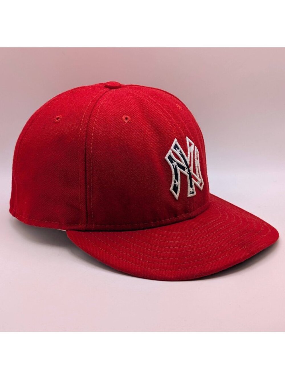 New York Yankees Hat Cap Fitted Mens 7 1/2 Red MLB Baseball New Era 59FIFTY Flag